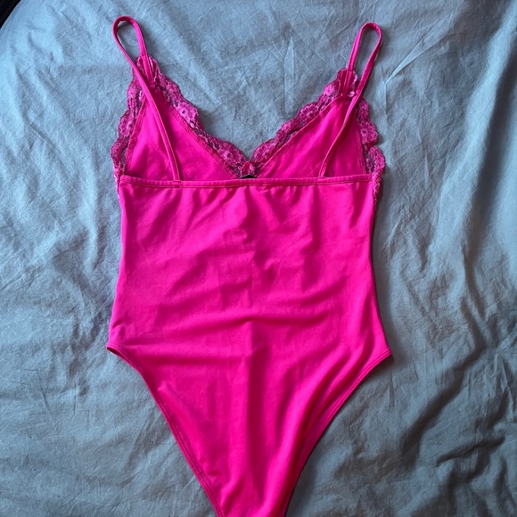 Hot Pink Lace Bodysuit - Picture 2 of 3